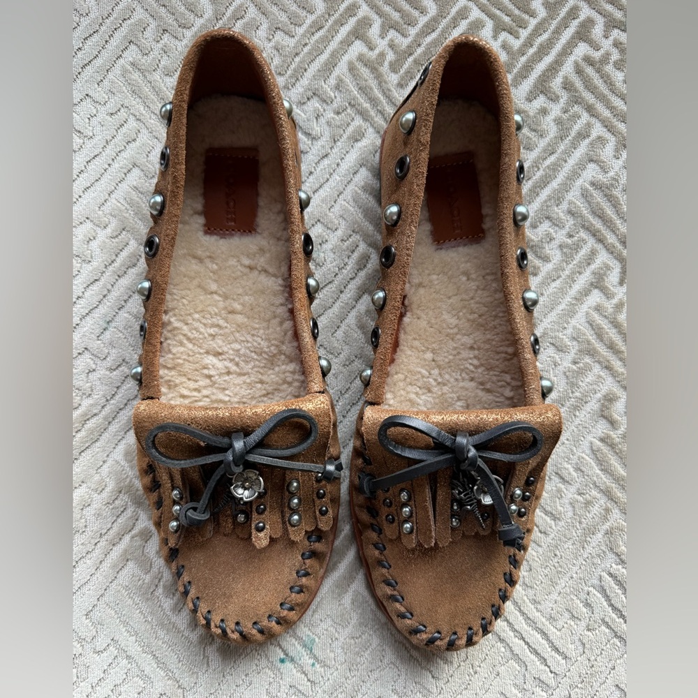 Coach Brown Moccasins with Black Accents